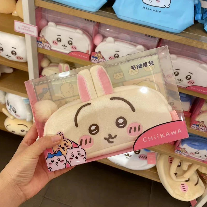 Cute Hachiware Series Plush Embroidery Pencil Case Ins Style Cartoon Usagi Large Capacity Student Storage Bag Gift