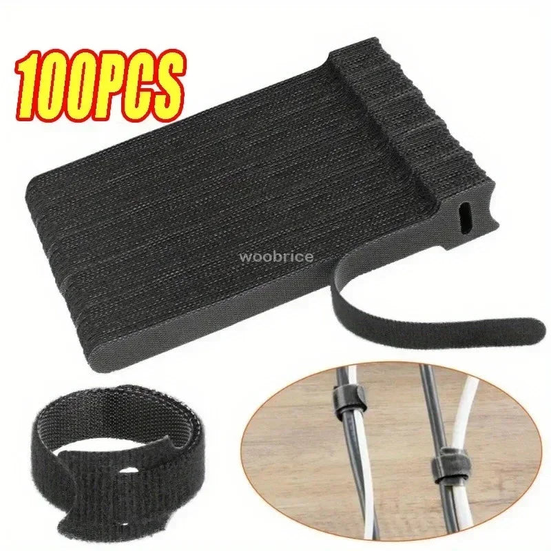 10-100pcsReleasable Cable Organizer Ties Mouse Earphones Wire Management Nylon Cable Ties Reusable Loop Hoop Tape Straps Tie