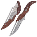 1PC Outdoor folding knife,Mechanical design, fixed blade; Wooden handle,EDC pocket knife,Fishing knife,Camping,Mountaine