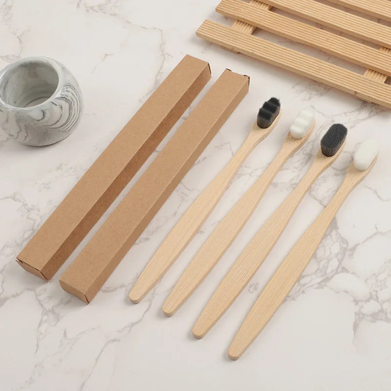 New 4Pcs Soft Bamboo Micro-Nano Toothbrushes, Extra Soft Toothbrush with 20000 Bristles Designed for Sensitive Gums Kids Adults