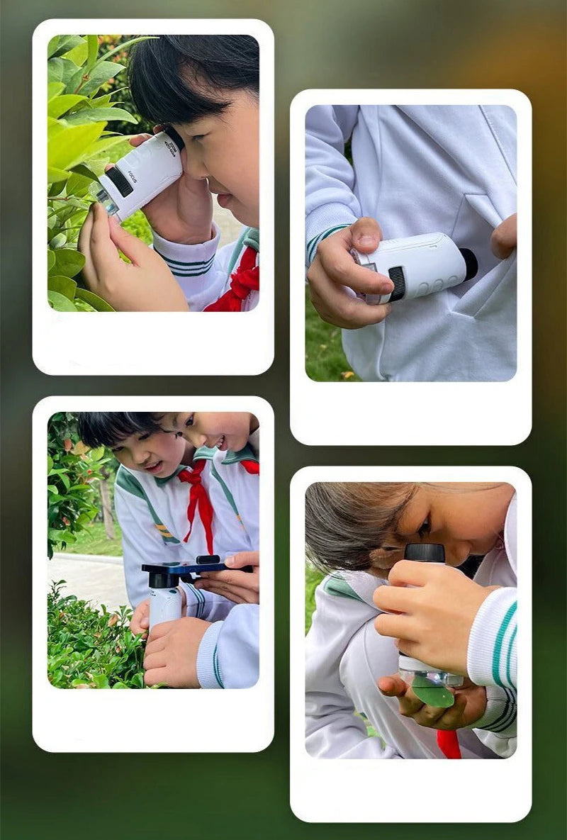 Bioscience Science Experiment 120X Children Microscope Kit Biological Specimen Portable Puzzle Educational Stem Toys for Kids
