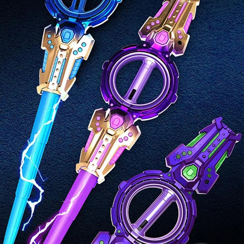 Outdoor Toy Bright Rotate Sword Multi-Color Flash LED Light Shine Cosplay Sword Toy Party Family Interactive Toy For Kids Adult