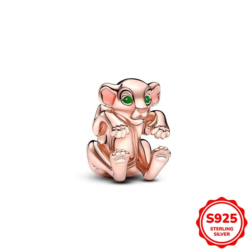 Charms plata de ley Disney Gold Plated Lily Flower Pendant Beads Fits 3mm Bracelets Necklace For Women Luxury DIY Fine Jewelry