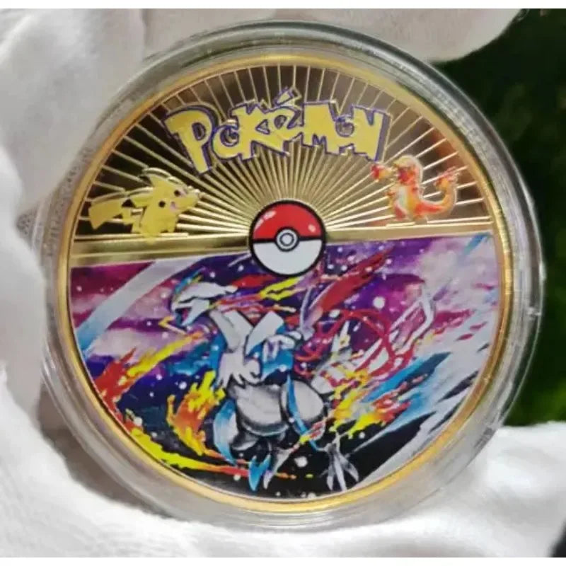 Anime Gold Plated Gold Coin Game Commemorative Coin Pikachu Mewtwo Charizard Gold Coin Game Collection childrens gift
