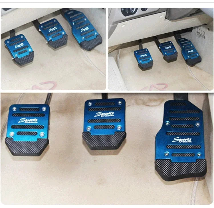Aluminum Car Pedal Cover Set  Automatic Manual Transmission Gas Foot Covers in Red Silvery, Blue - Stylish Auto Interior