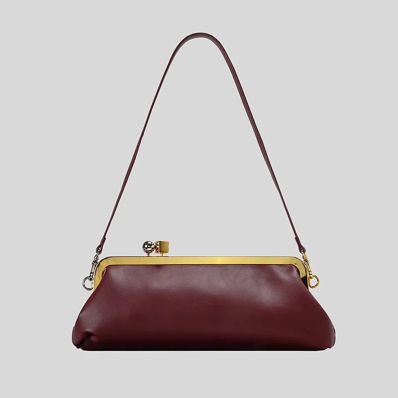 Fashion Long Clutch Bag for Women Luxury Designer Kiss Lock Women Shoulder Bags Elegant Party Purses Trend Underarm Bag 2025