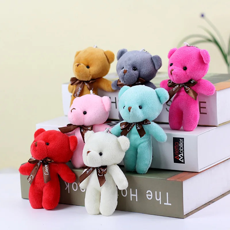 10pcs/lot Bear Stuffed Plush Toy Mini Bear Doll Keychain Soft Stuffed Toy Key Chain Bag Pendant Wedding Decoration Birthday Gift