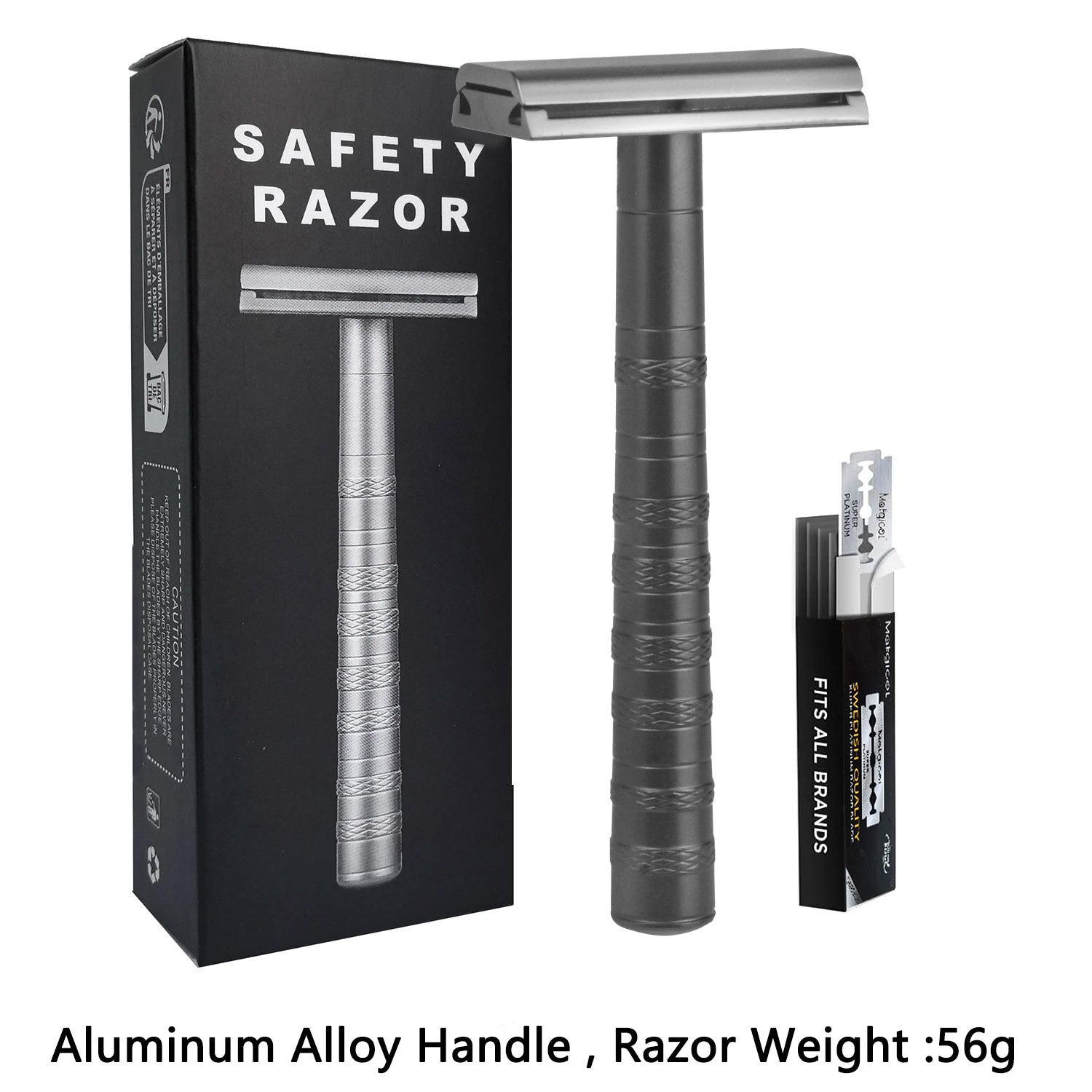 Double Edge Safety Razor with 5 Spare Blades 30° Angled Precision Reusable Single Blade Razors for Men and Women