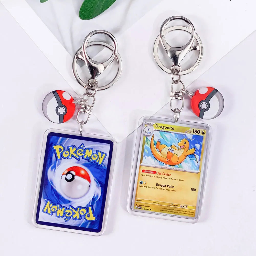 Pokémon Card Cute Acrylic Car Keychain Accessories Pikachu Charizard Gengar EeveeBag Charm Backpack Pendant Gifts For Friends