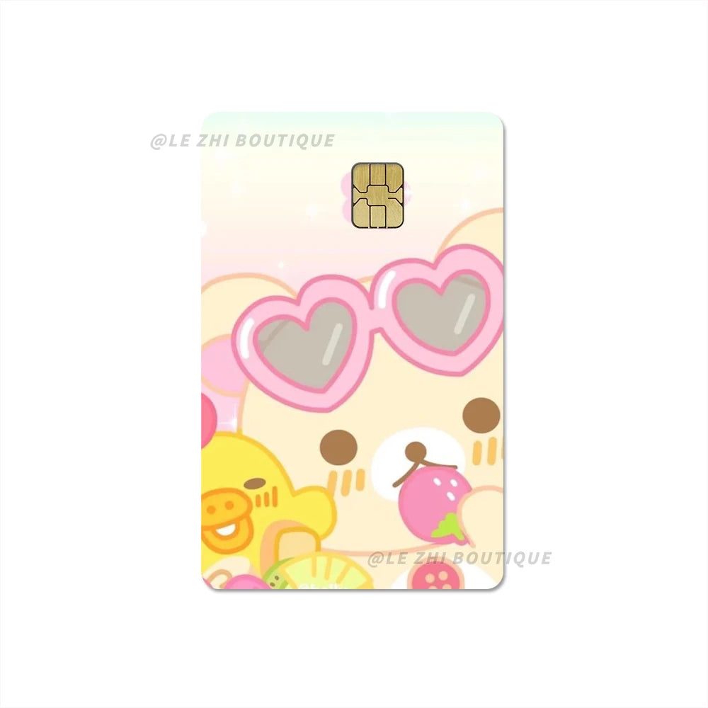 Japan Anime Cute Cartoon Bear Credit Debit Card Sticker Kawaii Bus Pass Diy Waterproof Small Chip Film Sticker Decoration