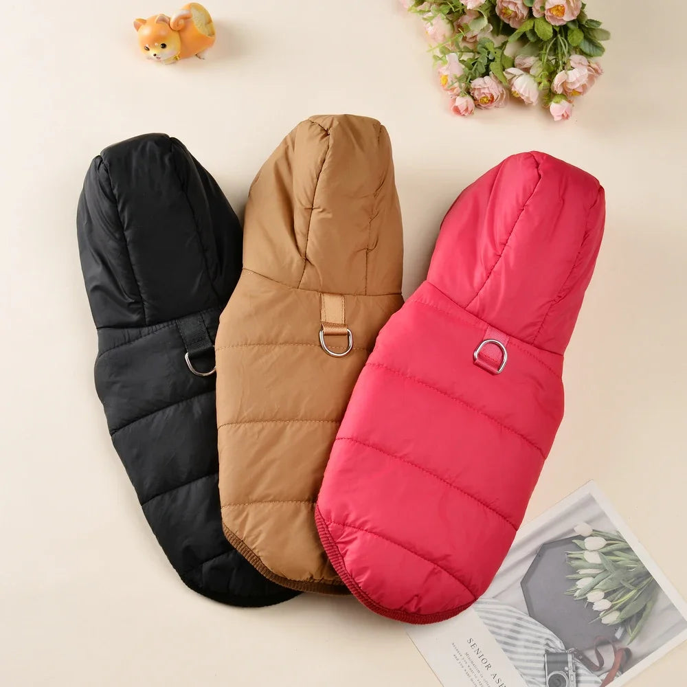 Warm Fleece Dog Coat Hoodie For Small Medium Dogs Winter Puppy Clothes Jacket With D-ring Thick Cozy Pug Dachshund Parka Costume
