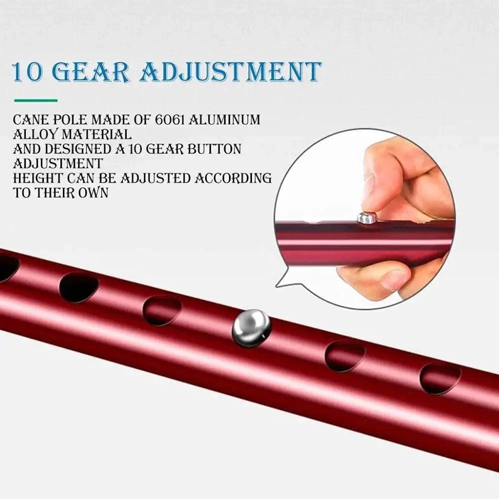LED Light Non-Slip Elderly Walking Sticks Aluminum Alloy Cane Multifunctional Crutch with Large Footprint for Senior Men