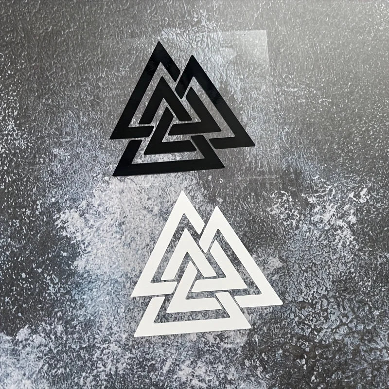 1PC Interlocking Triangle Vinyl Sticker - Black/Red/White Waterproof Self-Adhesive for Car, Laptop, Phone & DIY Decor
