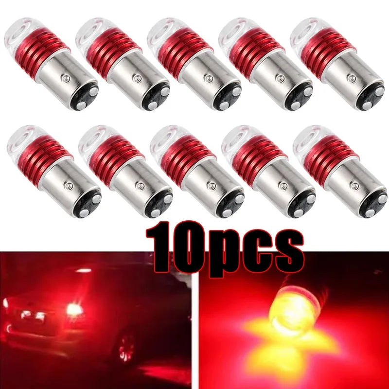 10pcs Car 12V LED Rear Taillight Tail Brake Light Strobe Flashing LED Lamp Motorcycle Warning Light Bulb Red Stronger Light