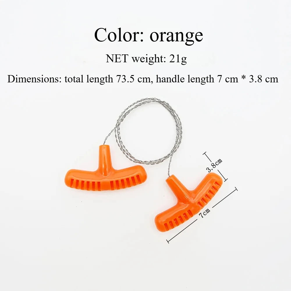 High-quality Multi-purpose Mini Pocket Wire Saw Stainless Steel Wire Saw Orange Outdoor Camping Emergency Survival