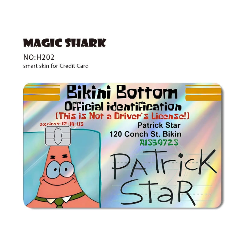 Magic Shark 2026 New Arrival Funny Cute Cartoon Holographic Sticker Laser Film Shinny Skin for Debit Credit Bank Card