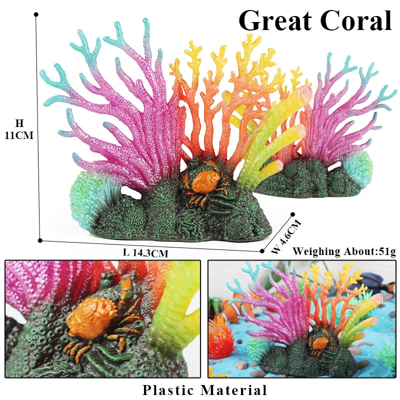 Oenux Sea Life Animals Coral Octopus Nautiloidea Crab Starfish Ocean Model Action Figures Educational Collection Toy Kid Gift