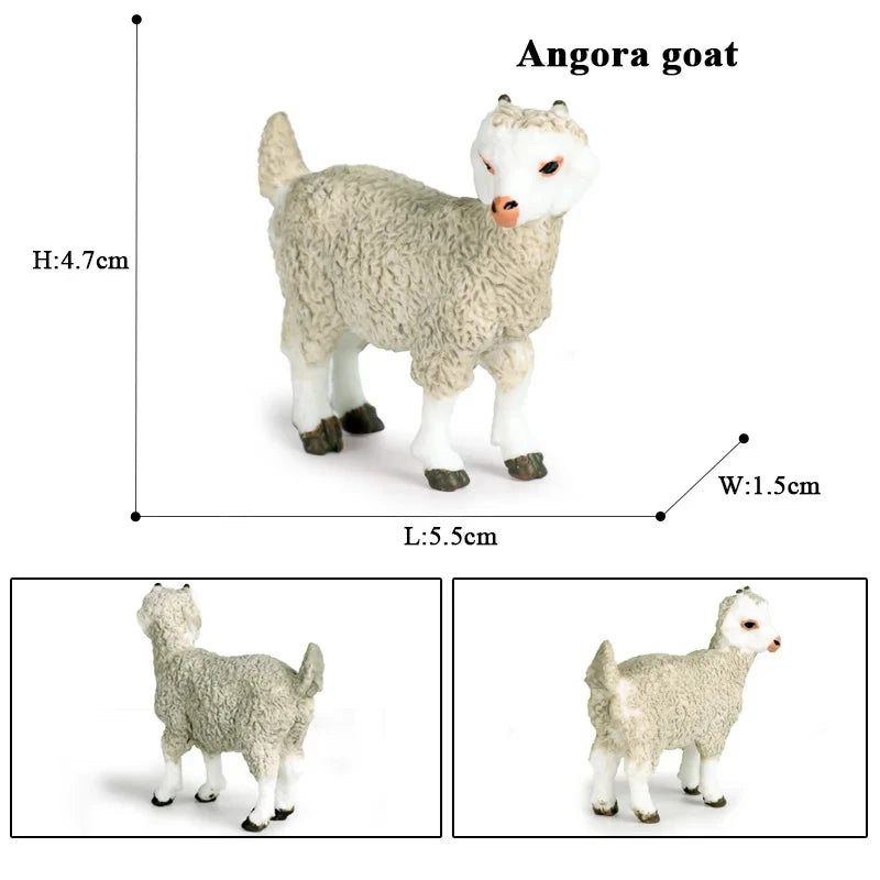 Oenux Classic Farm Animal Simulation Sheep Goat Argali Antelope Model Action Figure Poultry Figurines Cute Toy For Kid Gift