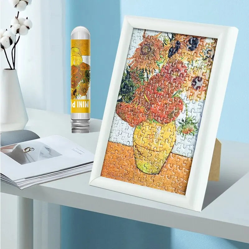 150pcs Jigsaw Puzzle Test Tube Van Gogh Sunflower Japan The Great Wave Off Kanagawa Famous Oil Paintings Puzzle Christmas Gift