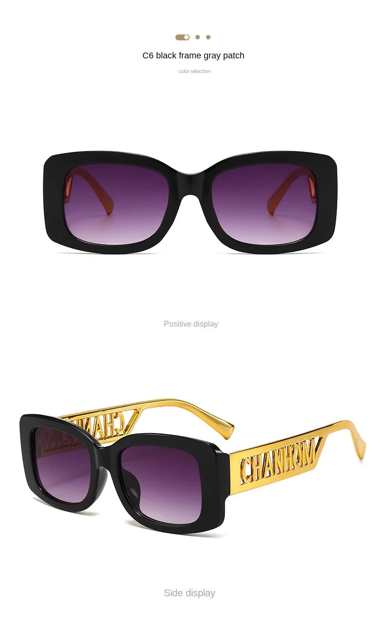 Fashion Fishing Sunglasses Male Female Black Frame Letter Palm Hip-hop Trend Brand High-end Sense Sunglasses Travel Sunglasses