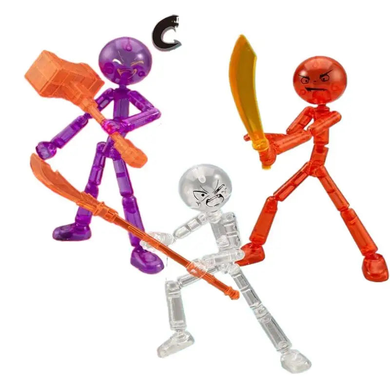1 Set Novelty Action Figure Stickman Assembled Robot Movable Multi-jointed Stickman Toy 3d Printing Mannequin