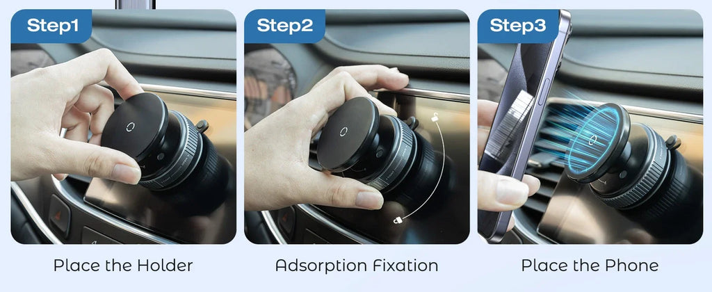 360°Adjustable Suction Cup Phone Mount Magnetic Car Phone Holder Vacuum Suction for Gym/Mirror/Smooth Surface For All Smartphone