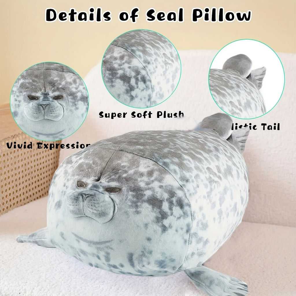 40cm Plush Blob Seal Pillow Mother with Four Kids Seal Chubby 3D Novelty Sea Lion Doll Stuffed Toy Pillow Gifts for Kids Girls
