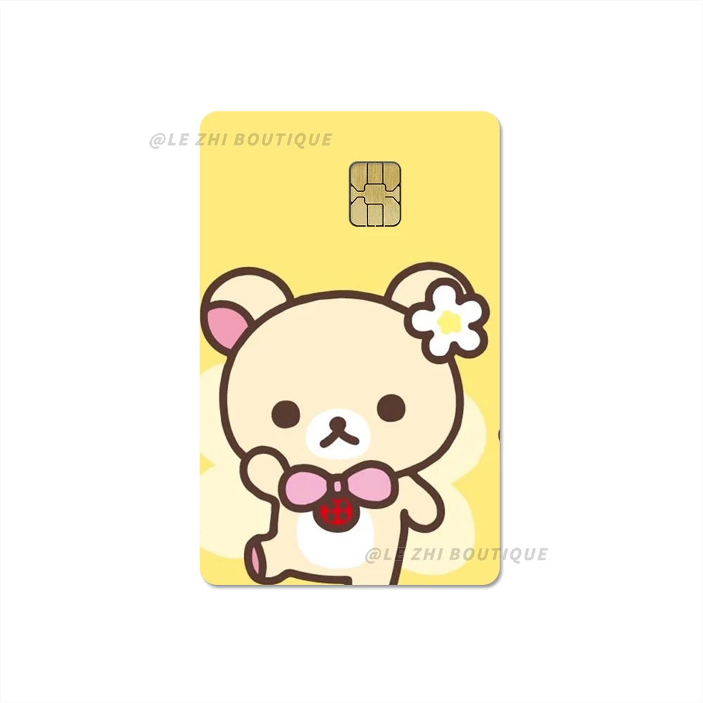 Japan Anime Cute Cartoon Bear Credit Debit Card Sticker Kawaii Bus Pass Diy Waterproof Small Chip Film Sticker Decoration