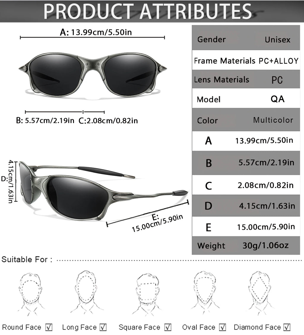Men And Women Trendy Cycling Sunglasses Metal Shades With UV Protection for Outdoor Sports, Running, Hiking, Driving Travel