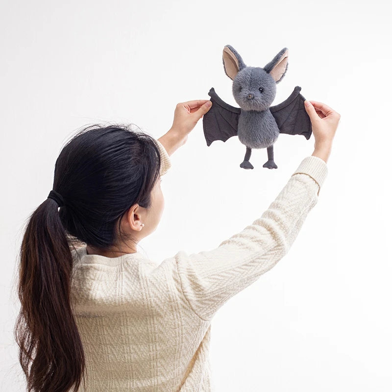New 26cm Kawaii Hanging Bat Plush Toy Grey Broox Stuffed Animal Doll Cartoon Soft Bat Plushies Home Decor Birthday Gifts Girl