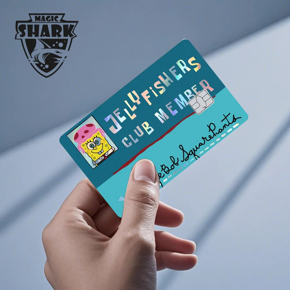 Magic Shark 2026 New Arrival Funny Cute Cartoon Holographic Sticker Laser Film Shinny Skin for Debit Credit Bank Card
