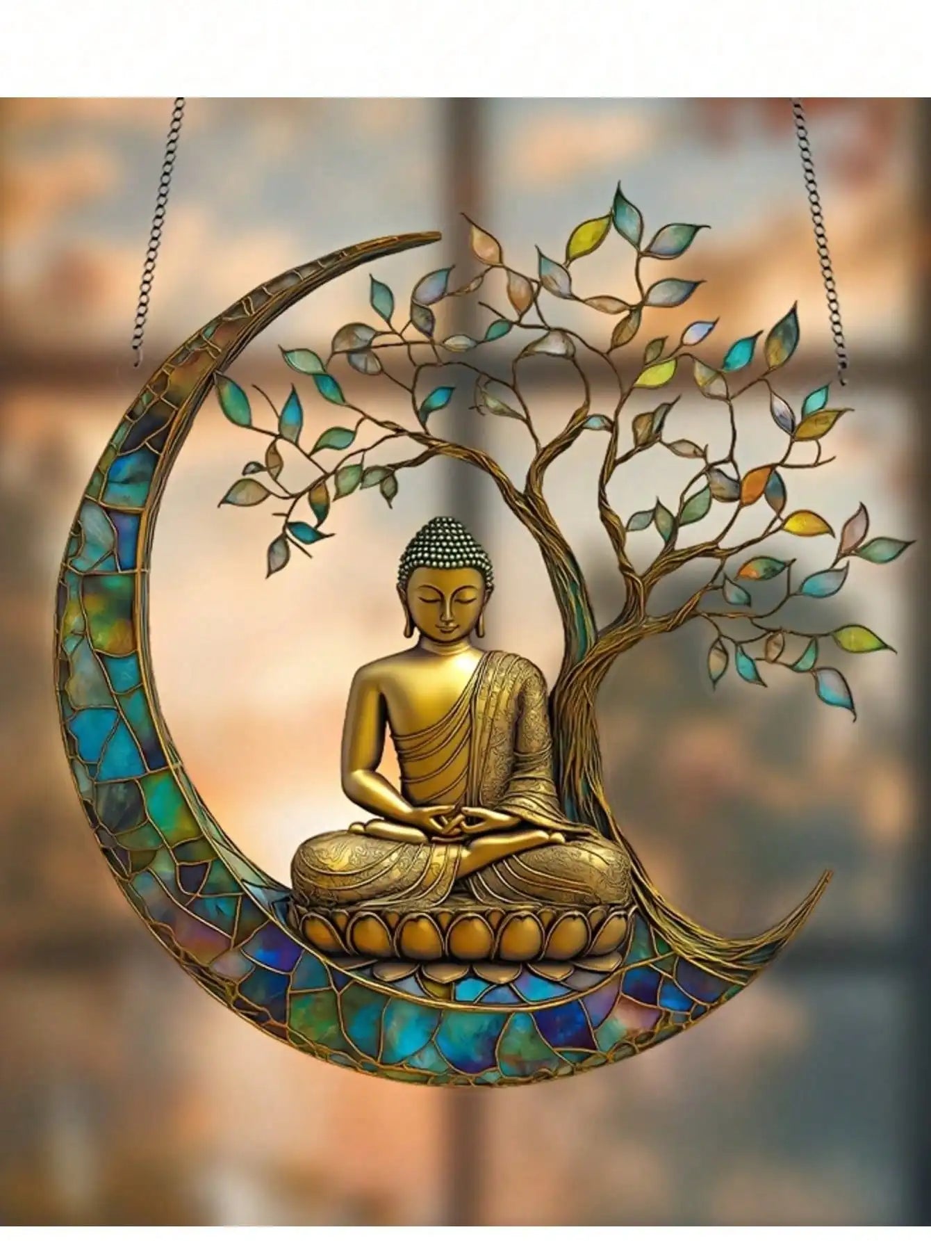 1PCS2D enchanting Buddha sun visor - dyed acrylic, perfect for home and garden decoration, religious spiritual gifts