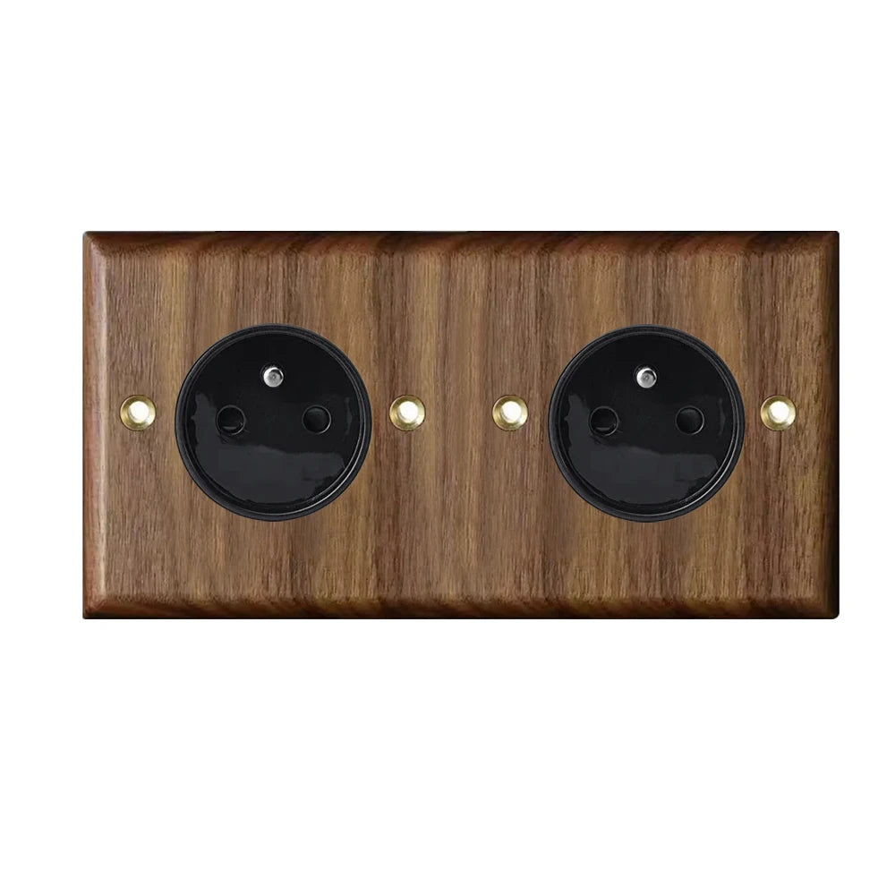 High Quality Retro Europe Type Vintage Wall Light Switch Socket, Solid Wood Brass Toggle Switch Plate, Antique Home Stay Switch