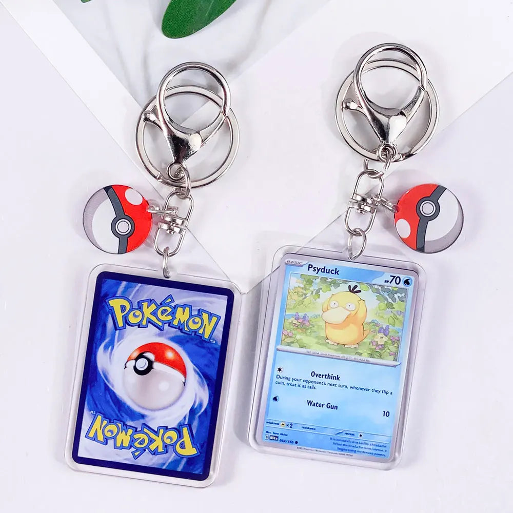 Pokémon Card Cute Acrylic Car Keychain Accessories Pikachu Charizard Gengar EeveeBag Charm Backpack Pendant Gifts For Friends