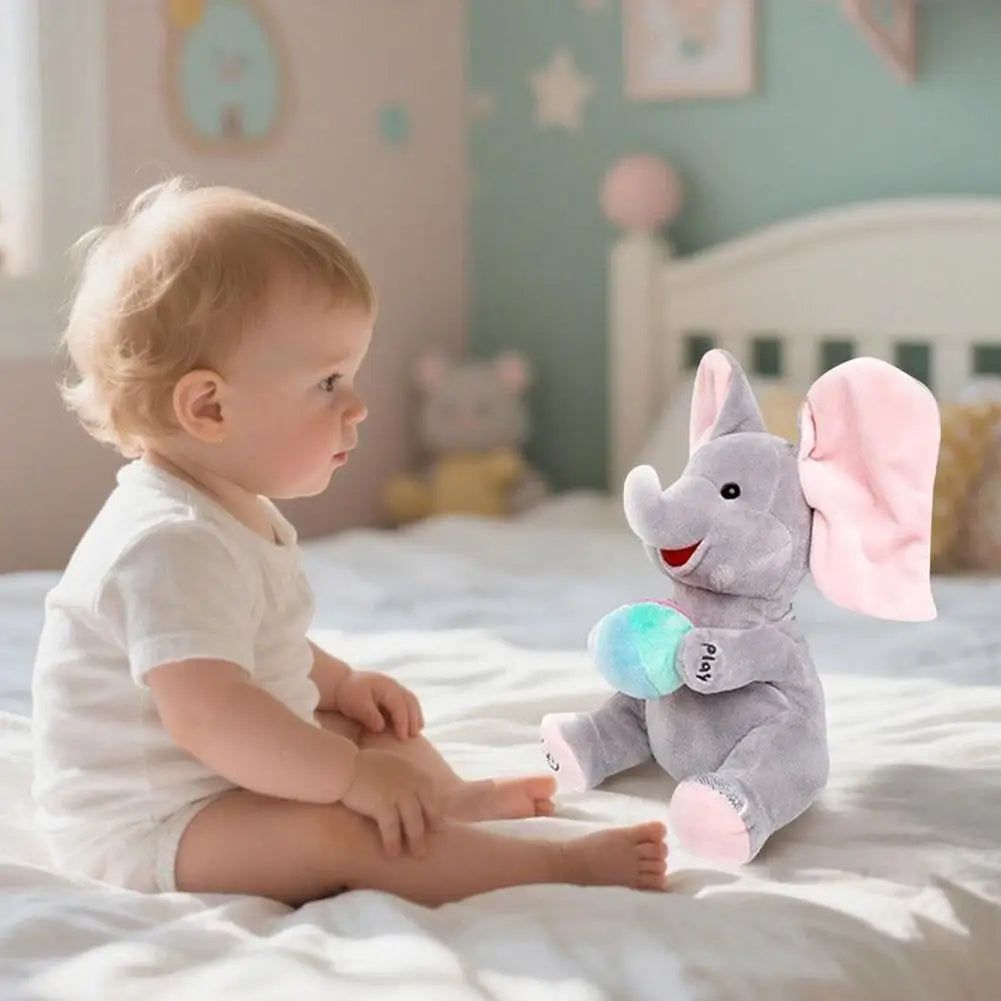 Hide-And-Seek Elephant Plush Toy Baby Interactive Singing Musical Toy For Soothing Children Head Up Training Toys Christmas Gift