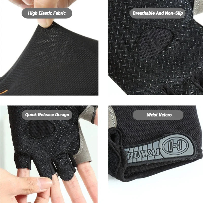 Half Finger Cycling Gloves Men Women Anti Slip Shock Breathable Summer Bicycle Fingerless Sports Gym Training Bike