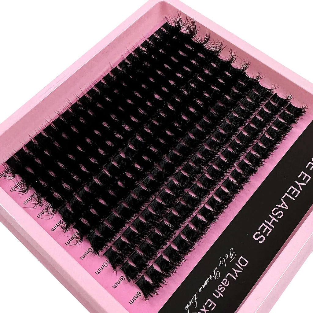 50D-160D 8D Luxury Fluffy DIY Cluster Lashes - 8-16mm Mixed Length Eyelash Extension 0.07mm Russian D Curl Thick And Reusable