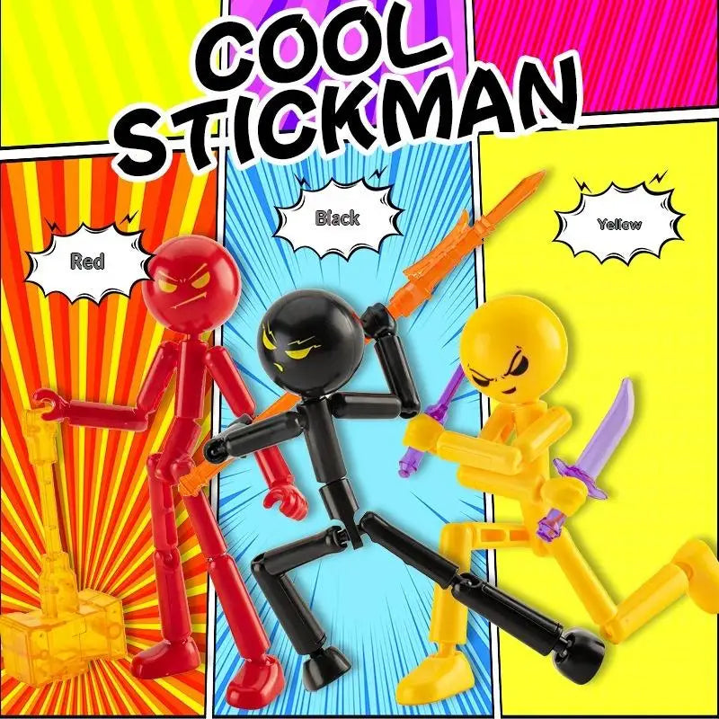 1 Set Novelty Action Figure Stickman Assembled Robot Movable Multi-jointed Stickman Toy 3d Printing Mannequin