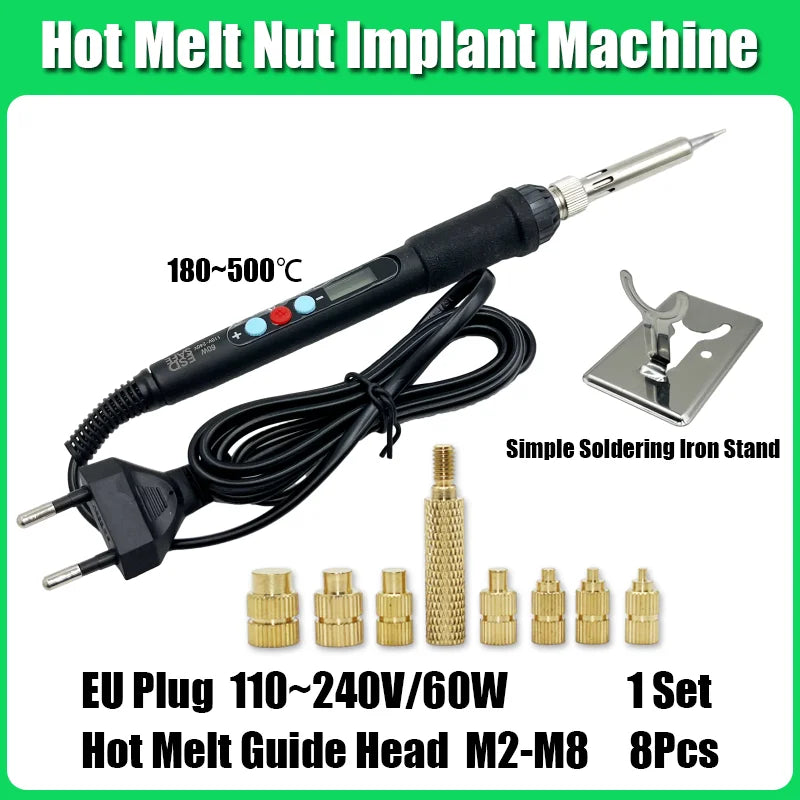 M2 M3 M4 Brass Insert Nut Bolt Screw Implantation Machine Hot Melt Knurled Thread Heat Soldering Iron Tip 3D Printer Accessory