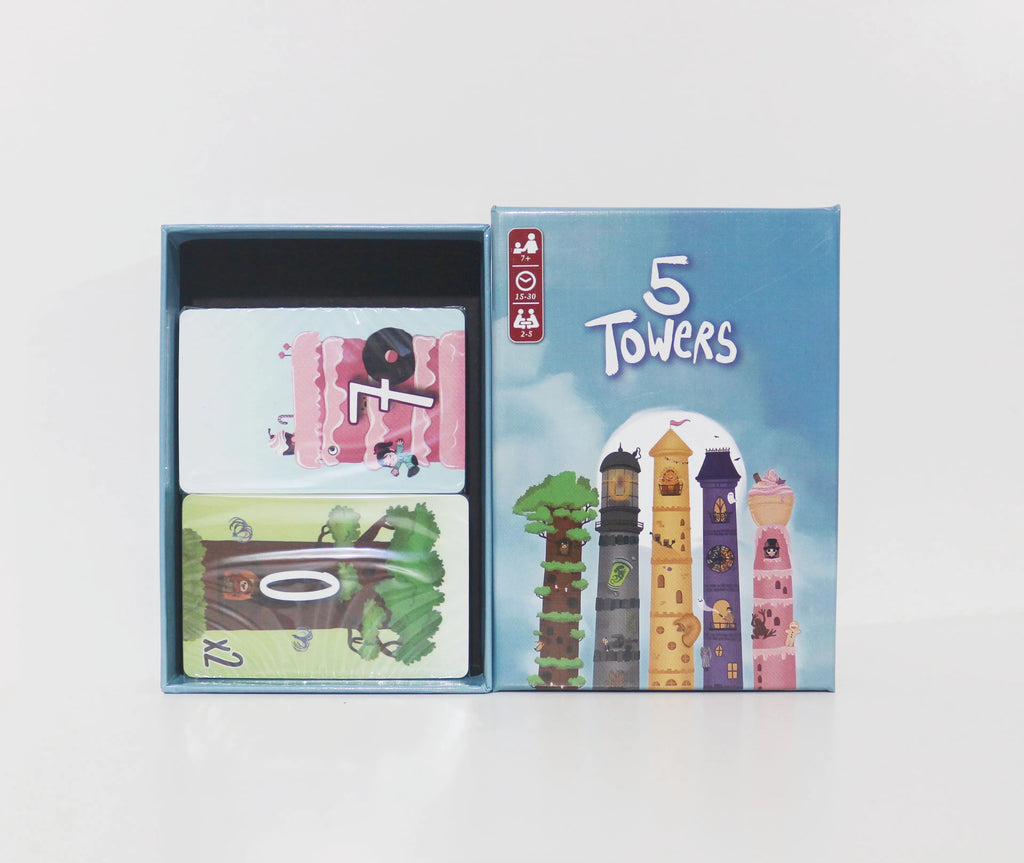 5 Towers Board Game 2-6 Players Fast paced card game, Funny Strategy Game