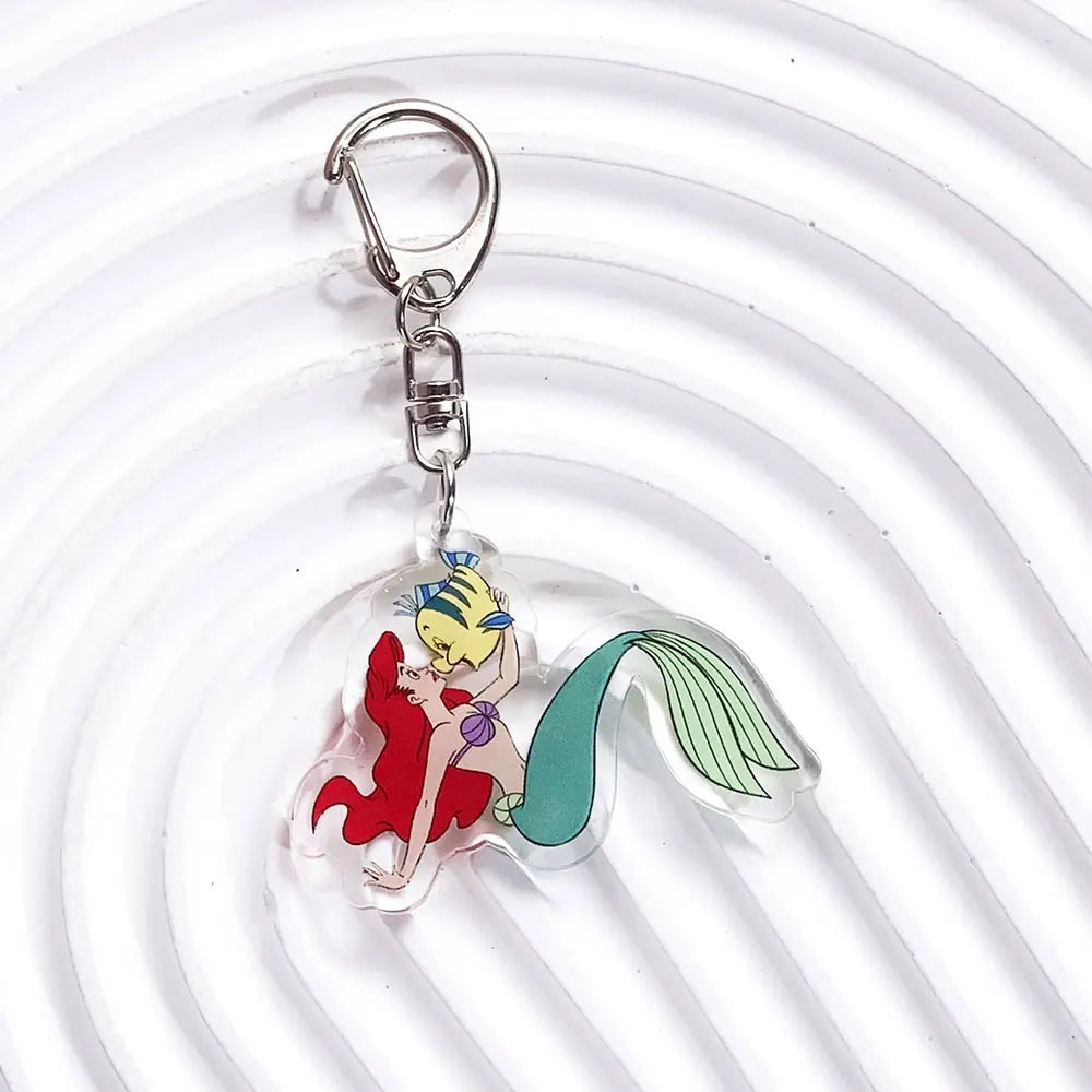 1/13Pcs Disney The Little Mermaid Ariel Ursula Acrylic Keychain Bag Charms Accessories Backpack Key Holder Keyring Fans Friends