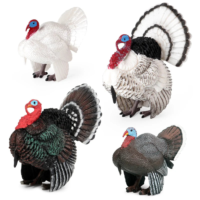Oenux Lovely Farm Animals Hen Turkey Chook Chicken Cock Action Figure Model Figurines Poultry Miniature Educational PVC Kid Toy