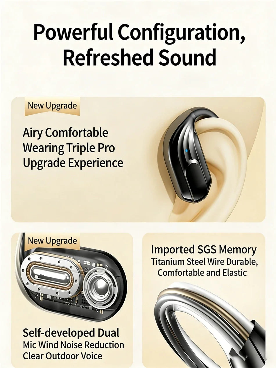 Wholesale Wireless Headphones Bluetooth 5.4 Earphones True with Mic Button Control Noise Reduction Earhooks Waterproof Headset