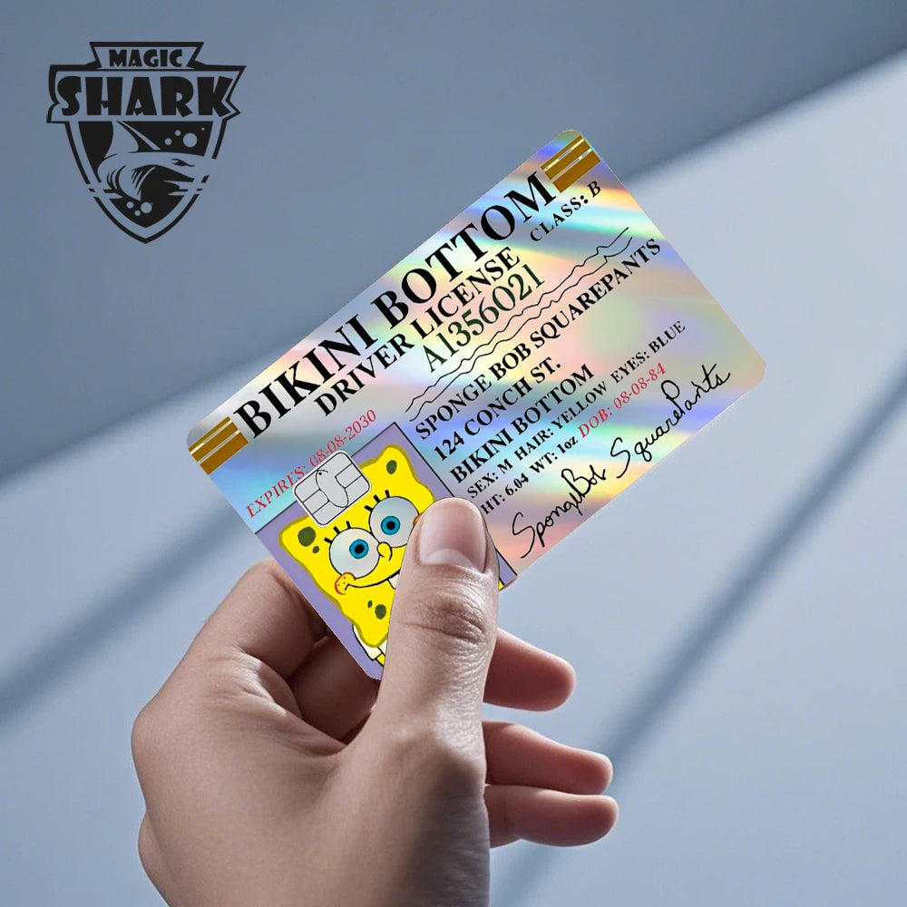 Magic Shark 2026 New Arrival Funny Cute Cartoon Holographic Sticker Laser Film Shinny Skin for Debit Credit Bank Card