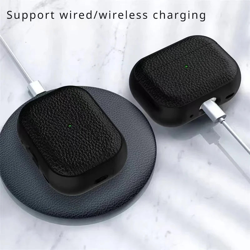Luxury Leather Cover For AirPods 4 3 2 1 Business Earphones Cover For Apple AirPods Pro 1 2 Headset Shell With Hook Accessories