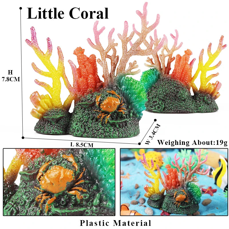 Oenux Sea Life Animals Coral Octopus Nautiloidea Crab Starfish Ocean Model Action Figures Educational Collection Toy Kid Gift