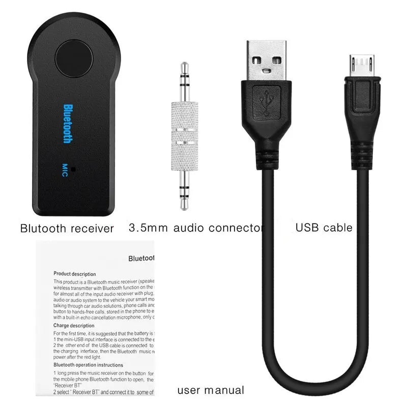 Aux Car Bluetooth 5.0 Receiver 3.5mm 3.5 AUX Jack Stereo Music Audio Car Transmitter Speaker Amplifier Wireless Adapter with Mic