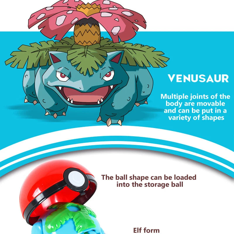 Funny Pokemon Transformation Cartoon Model Pokeball Pikachu Toys Scalable Anime Figure Dolls Model Ornaments Kids Birthday Toys