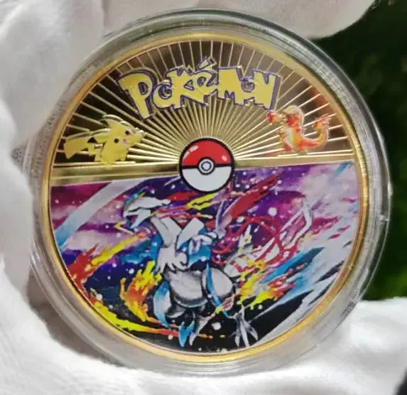 Anime Gold Plated Gold Coin Game Commemorative Coin Pikachu Mewtwo Charizard Gold Coin Game Collection childrens gift