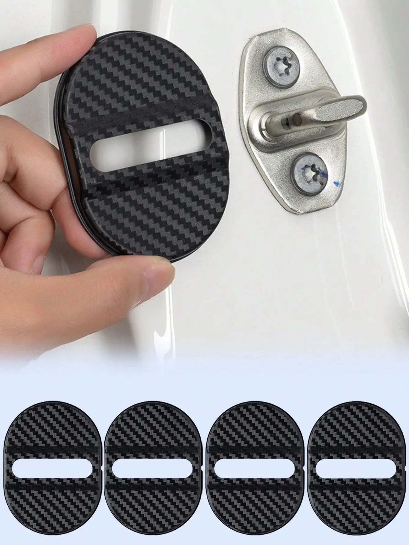 4Pcs Universal Door Lock Covers, Shock-Absorbing Noise-Reducing Waterproof Protector, Easy Stick-on for Sedan SUV
